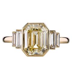 3.06 Carat Art Deco Emerald Cut Engagement Ring