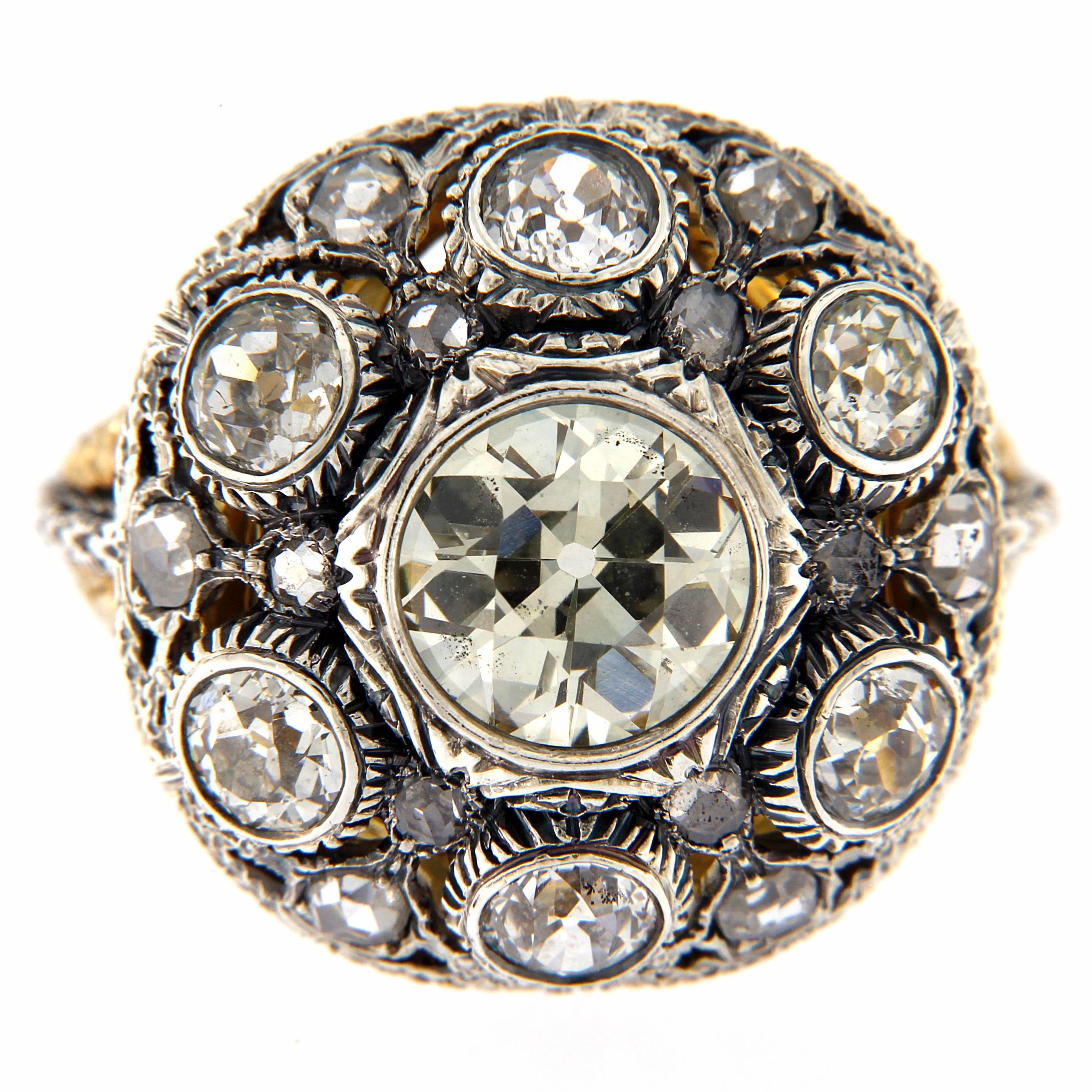 1940s Mario Buccellati Mine cut diamonds ring