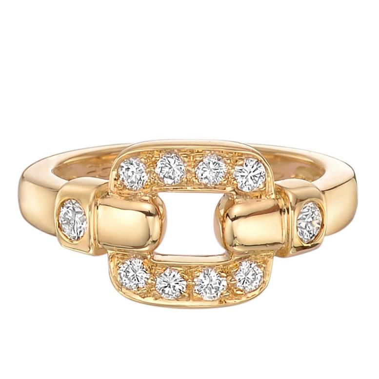 Cartier Yellow Gold and Diamond Open Buckle Ring