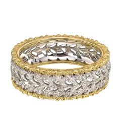 Buccellati White and Yellow Gold Foliate Scroll Band