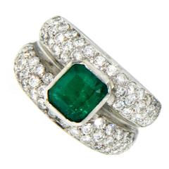 2.50 Carat Colombian Emerald Diamond Gold Ring