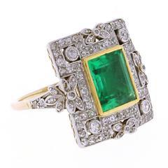 Antique Emerald and Diamond Ring