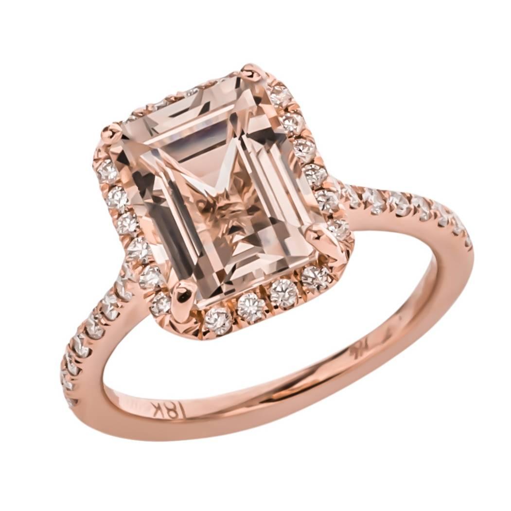 One of a Kind 3.58 Carat Morganite and Diamond Ring