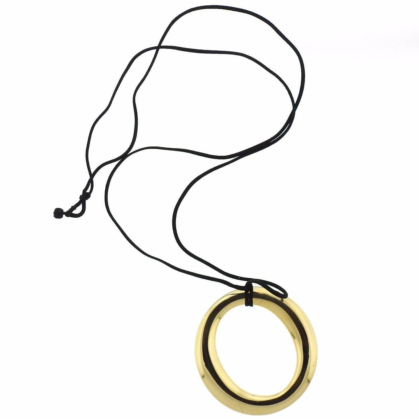 Tiffany & Co. Elsa Peretti Sevillana Gold Large Pendant Cord Necklace