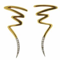 Tiffany & Co Paloma Picasso Platinum Gold Zig Zag Earrings