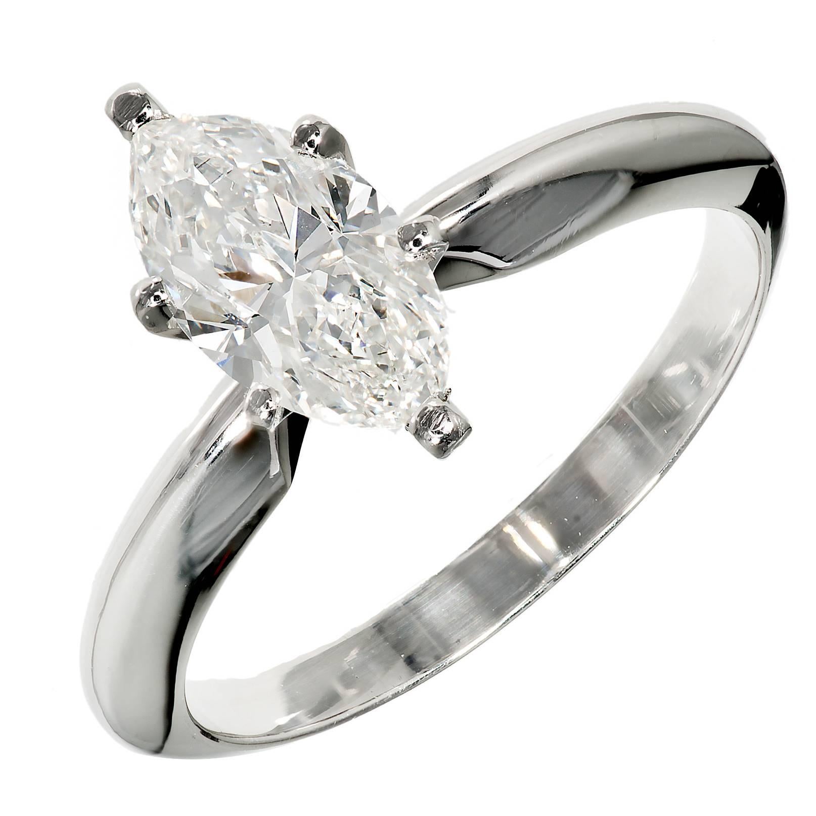 Peter Suchy .99 Carat Marquise Diamond Solitaire Platinum Engagement Ring