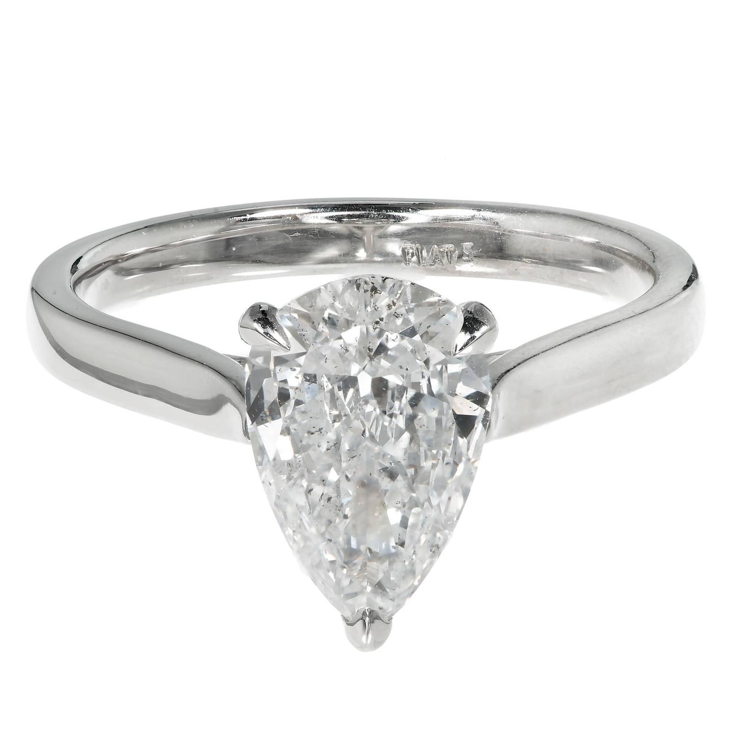 solitaire teardrop engagement ring