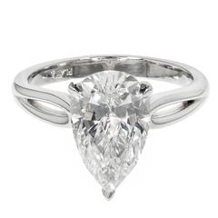 Peter Suchy Pear Shape Diamond Solitaire Platinum Engagement Ring 