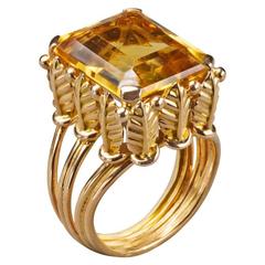 1970s French Citrine Gold Ring 5