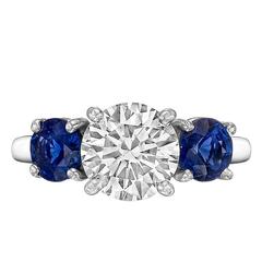 Betteridge 1.81 Carat Round Brilliant Diamond and Sapphire Engagement Ring