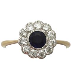 1940s Sapphire and Diamond Yellow Gold Cluster Ring 12
