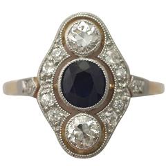 1940s Sapphire and Diamond Yellow Gold Cocktail Ring 9