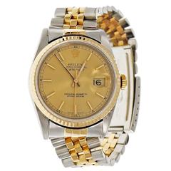 Vintage Rolex Gold Steel Automatic Datejust Jubilee Band Wristwatch ref16233