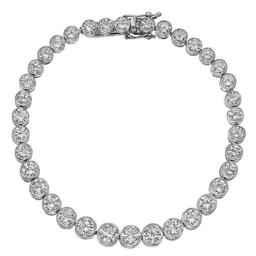 Bezel-Set Round Brilliant Diamond Line Bracelet