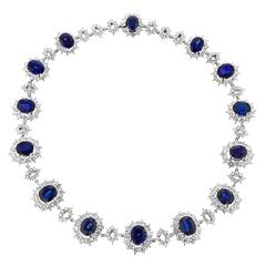 Impressive Sapphire and Diamond Platinum Necklace by J. Roca 7