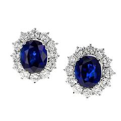 Sapphire and Diamond Cluster Earrings