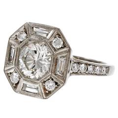Peter Suchy Diamond Octagonal Platinum Engagement Ring 10