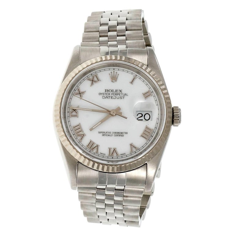 rolex datejust white dial roman numerals