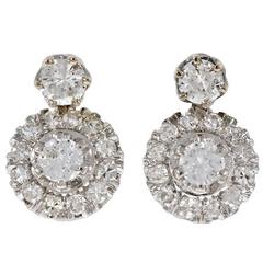 Diamond Dangle Mid-Century Gold Earrings