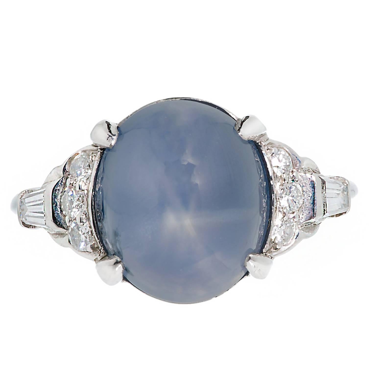 Lambert Brothers 9.80 Carat Star Sapphire Diamond Platinum Ring