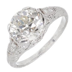 EGL Certified 1.90 Carat Diamond Edwardian Filigree Platinum Engagement Ring