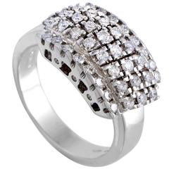 Damiani White Gold Diamond Pave Rectangle Band Ring