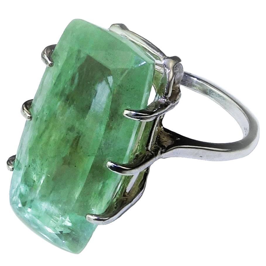 Green Beryl Sterling Silver Cocktail Ring