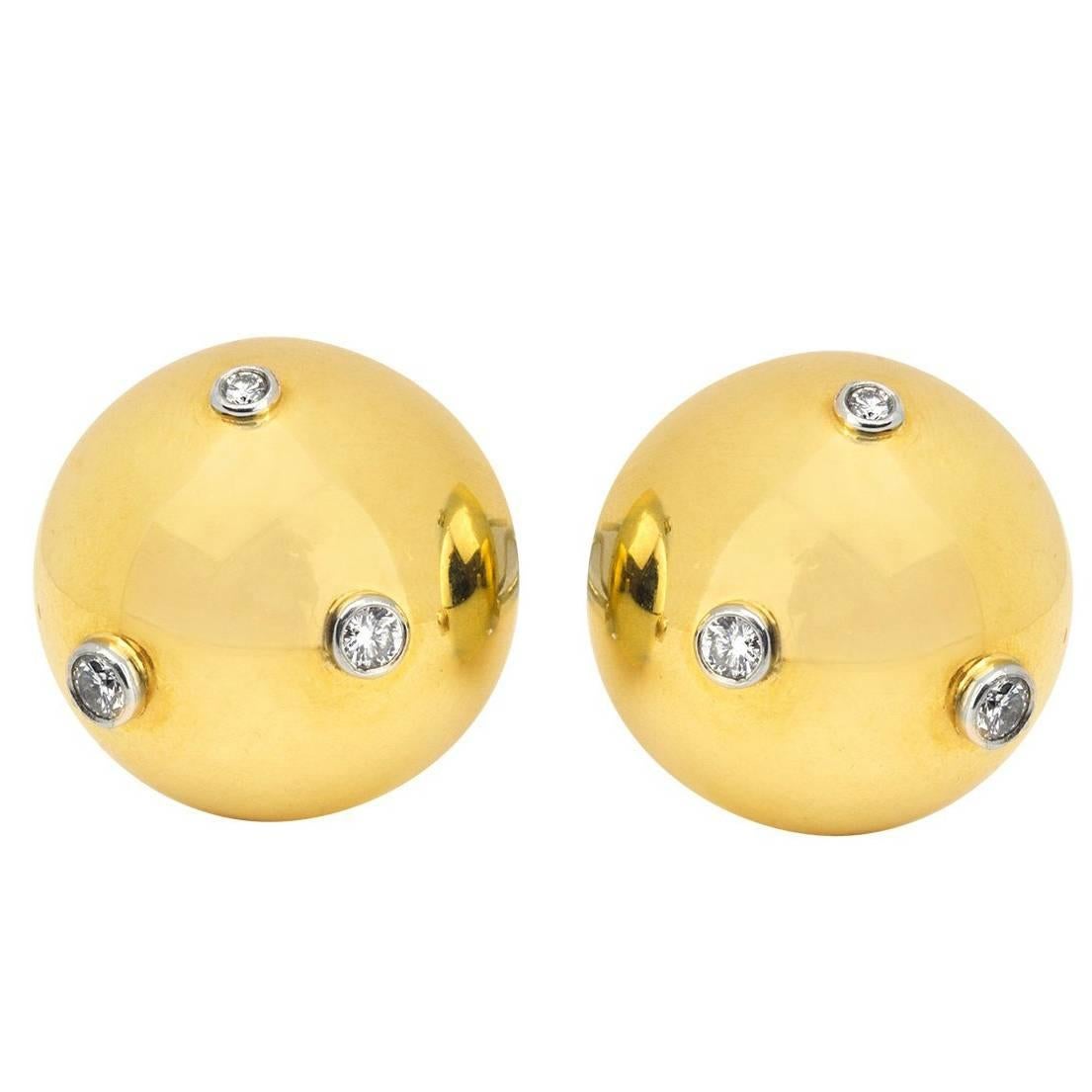Tiffany & Co. Paloma Picasso Diamond Gold Dome Earclips