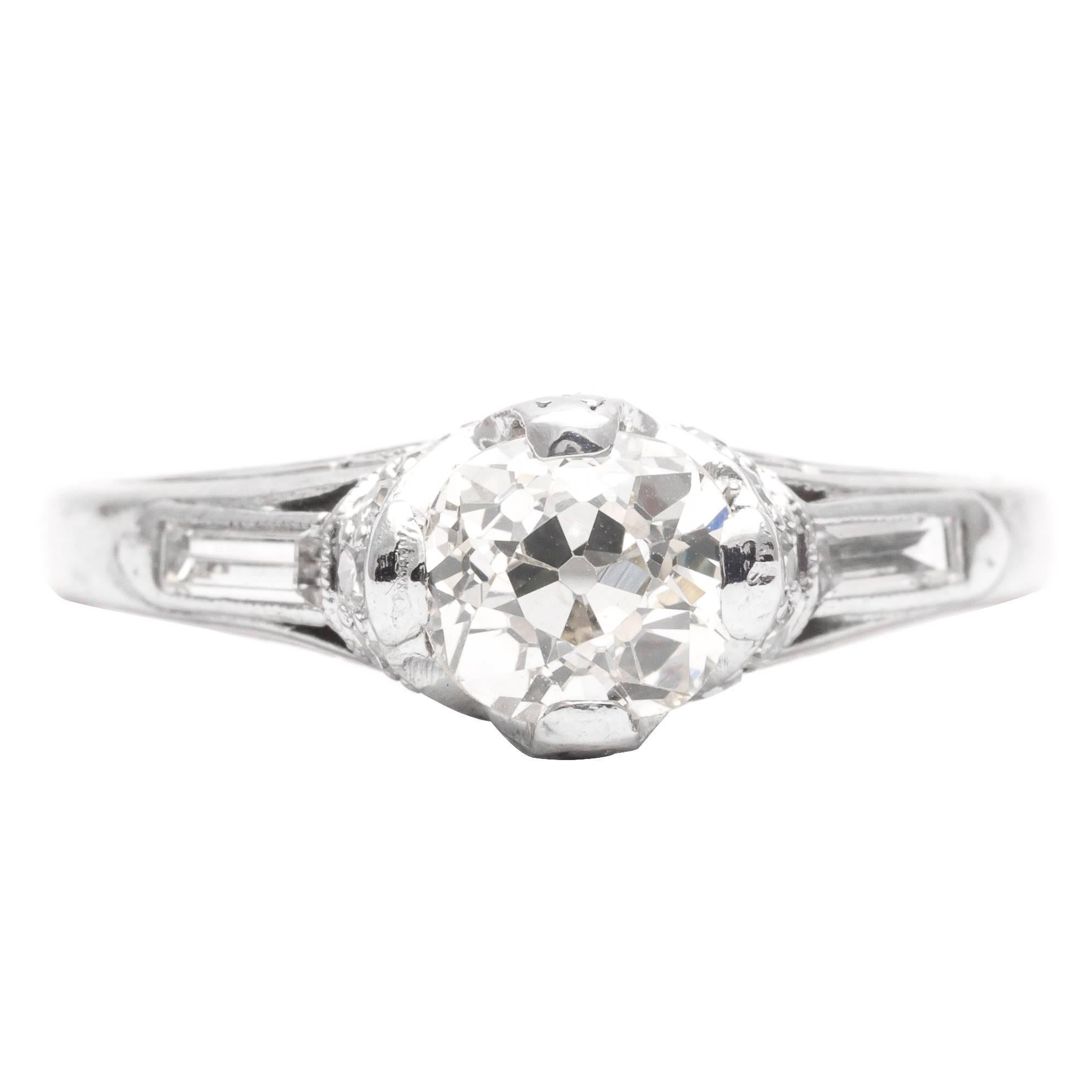 Art Nouveau 0.80 Carat Diamond Engagement Ring in Platinum For Sale