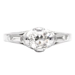 Antique Art Nouveau 0.80 Carat Diamond Engagement Ring in Platinum