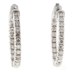 Diamond Inside Out White Gold Hoop Earrings 3