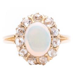 Victorian Opal Rose Cut Diamond Ring