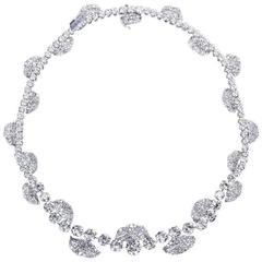 French Garland Diamond Platinum Necklace 9