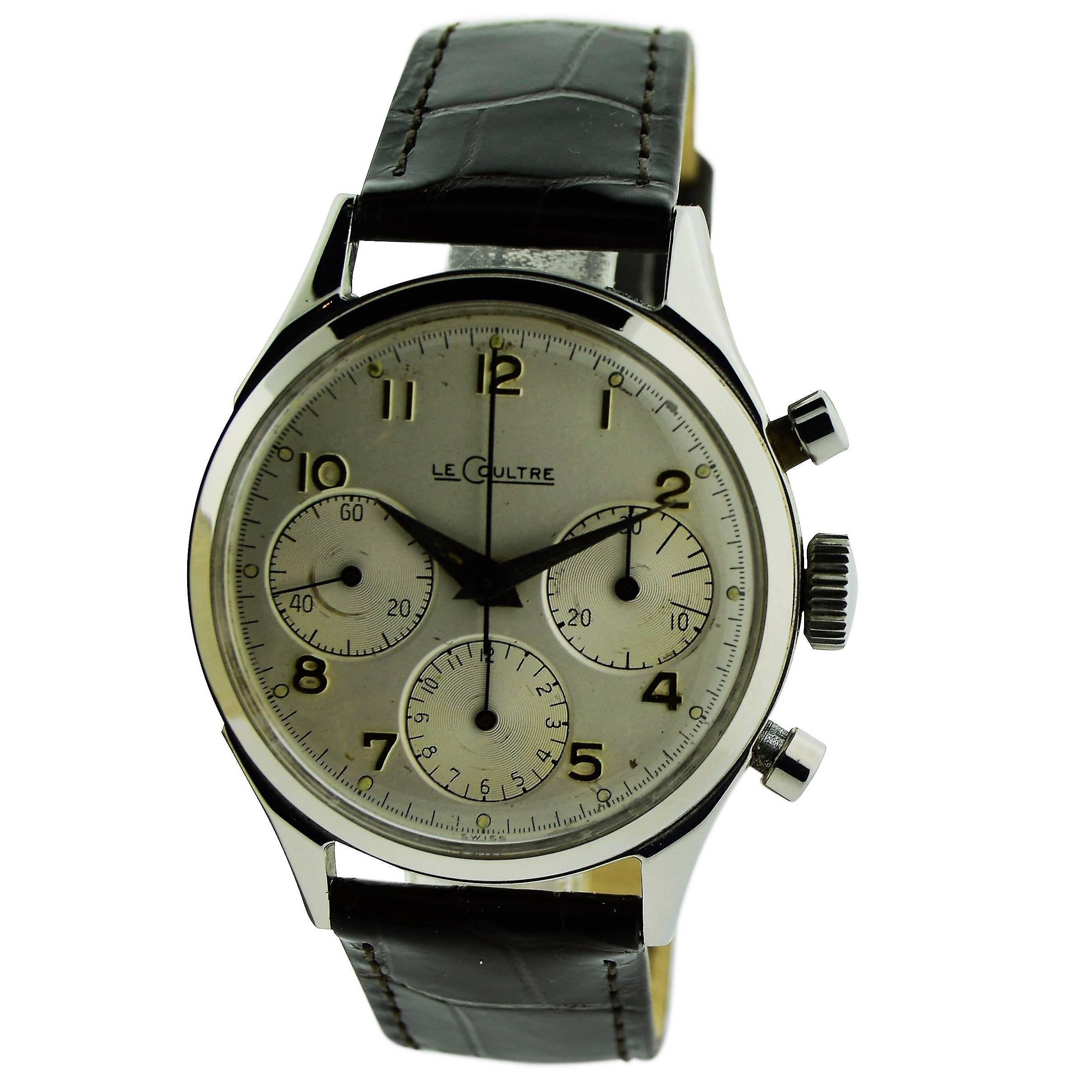 Le Coultre Chronograph Stainless Steel Wrist Watch