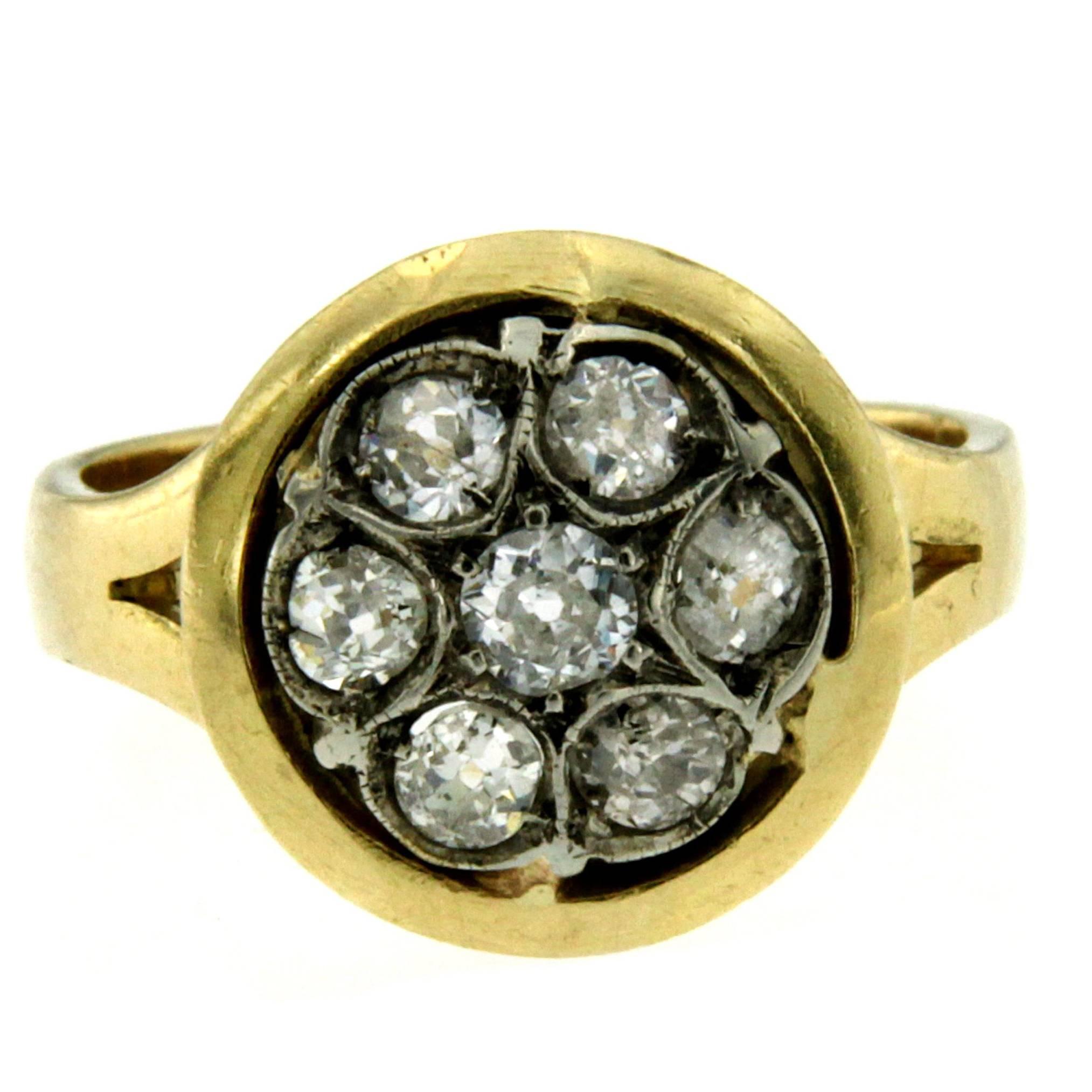 Diamond Gold Cluster Ring