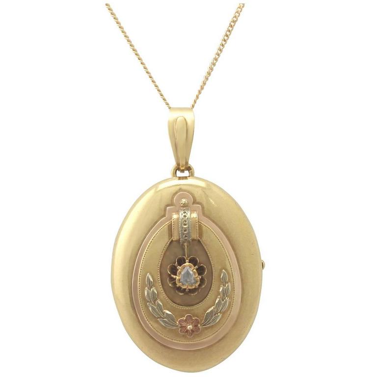 Antique Austrian 1880s 0 13ct Diamond And 14k Yellow Gold Locket Antique Austrian 1880s 0 13ct Diamond 14k Yellow Gold Locket Pendant Brooch For