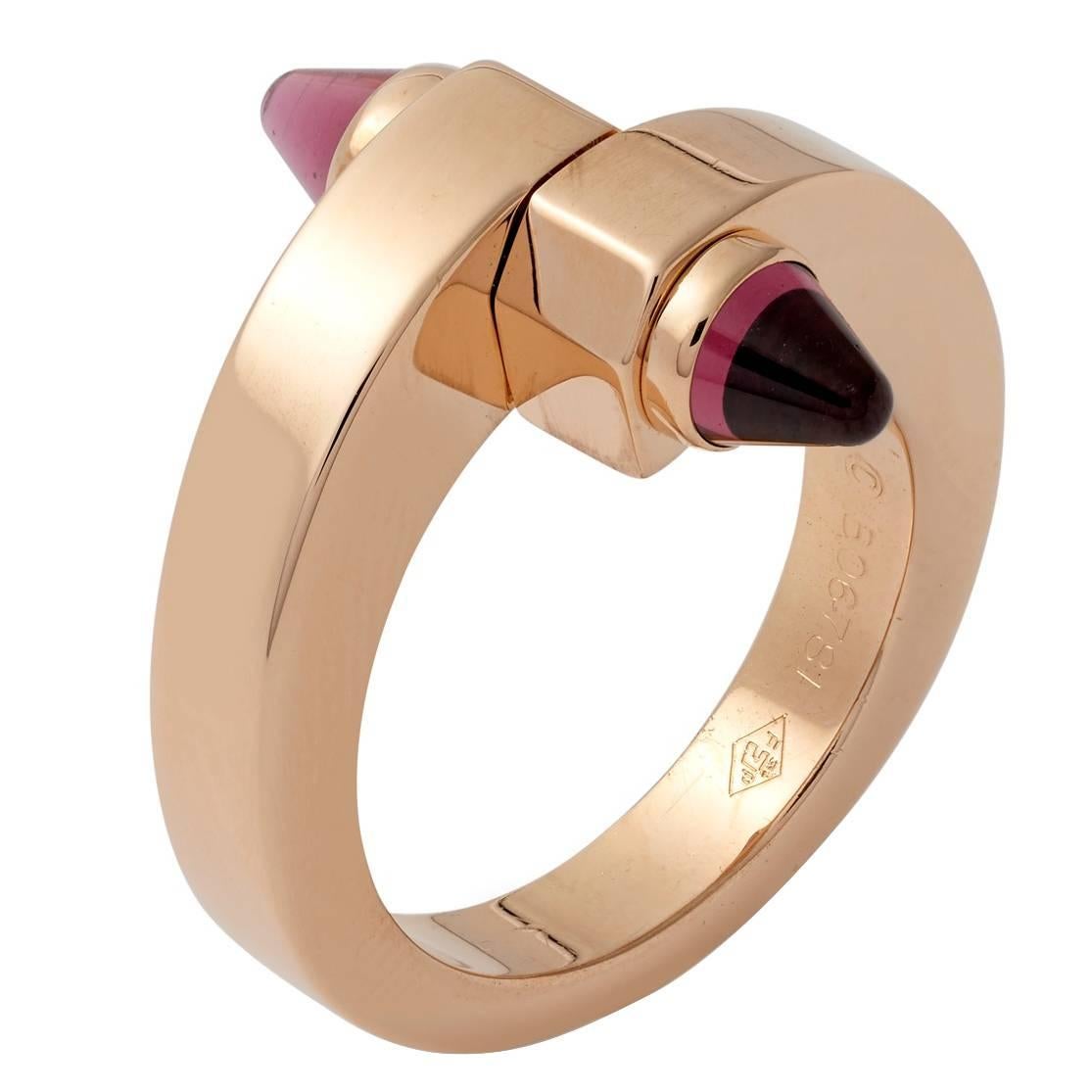 Cartier 18ct rose gold and bullet cabochon garnet Menotte ring
