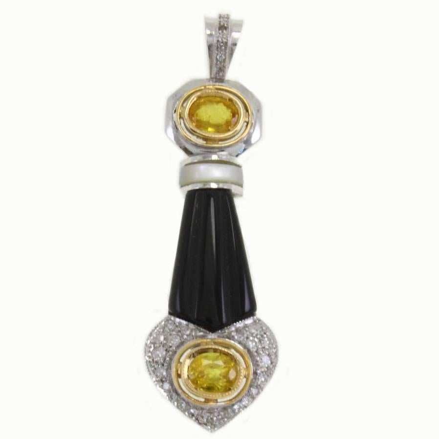 Luise Sapphire Diamond Agate Onyx Pendant