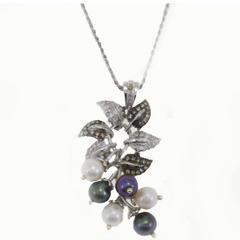 Luise Fancy Diamond, Diamond, Gray & White Pearl Necklace 3