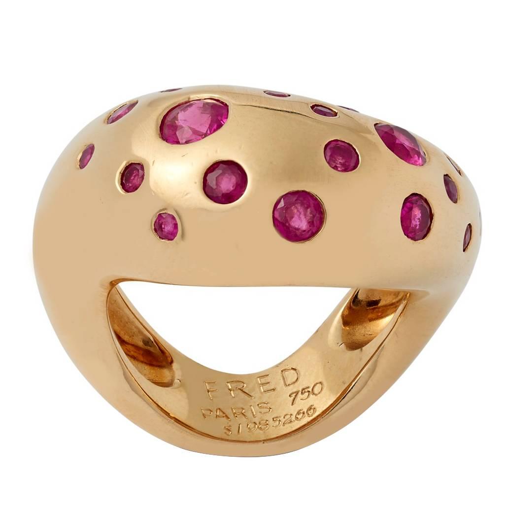 1990's 18ct yellow gold and ruby ring by Fred
