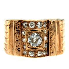 Retro Diamond Gold Band Ring
