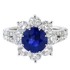 Extraordinary Ceylon Blue Sapphire and Diamond Ring