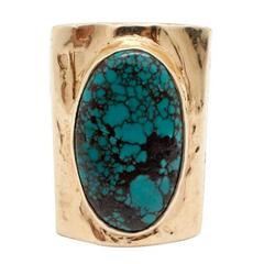 Golden Bough Large 14k Yellow Gold & Turquoise Ring