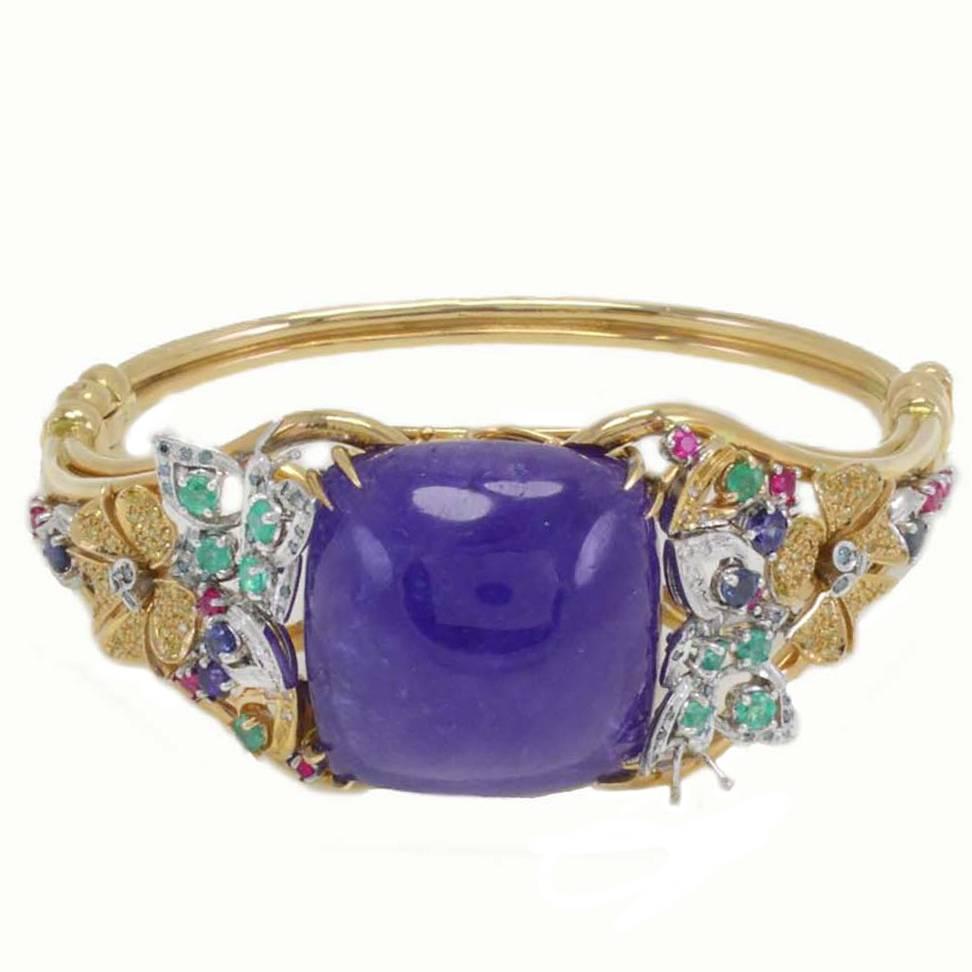  Diamond Emerald Ruby Sapphire Tanzanite Gold Bracelet