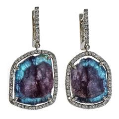 Peter Suchy Paraiba Tourmaline Diamond Gold Dangle Earrings 9