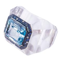 Rock Crystal and Aquamarine Ring