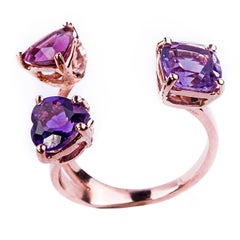 Rose Gold and Amethyst Three-Stone Ring