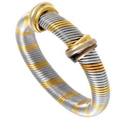 Cartier 1980s Yellow Gold Stainless Steel Band Ring