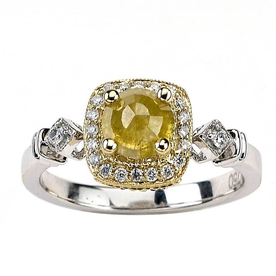 Two-Tone Ring with Fancy Yellow Diamond Centre