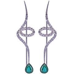 Emerald Diamond Spiral Earrings 9